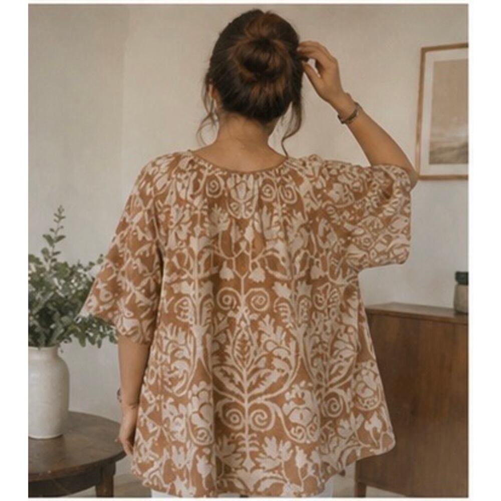 Mes Demoiselles Paris Wool Mohair Jacquard Floral Knit Top Camel Cream S NWT - Picture 3 of 10